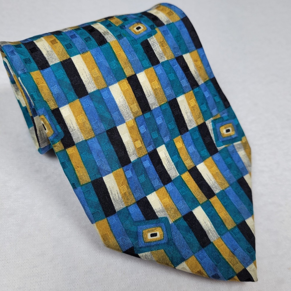 Stefano Milano Hand Made In‎ Italy 100% Silk, Multicolored,  Geometric Tie